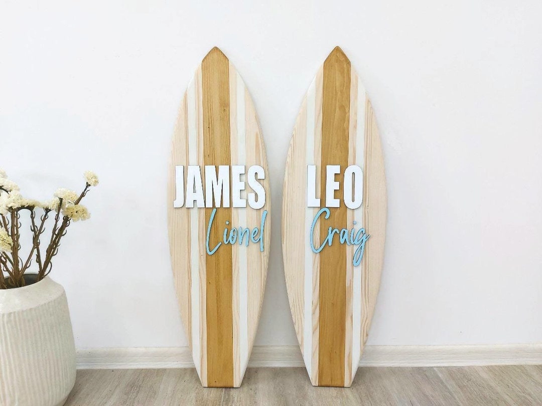 Decorative Surfboard Baby Name Sign Above Crib 3D Surf First Birthday ...