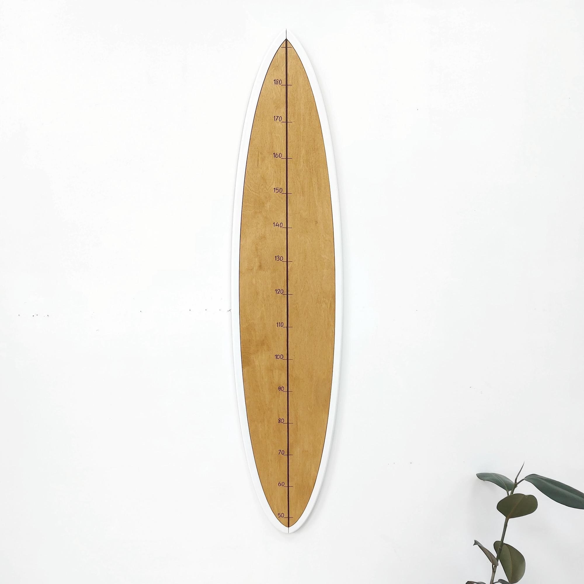 Surf Boared Ruler Wooden Surfboard Height Chart - Kids Growth Ruler - Coastal Wall Decor ...