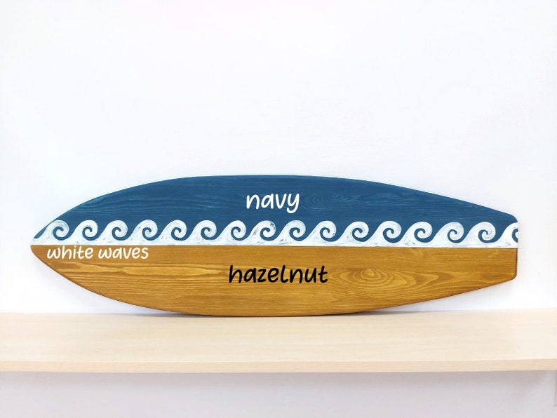 Wood Surfboard Wall Art Decor With Waves Etsy