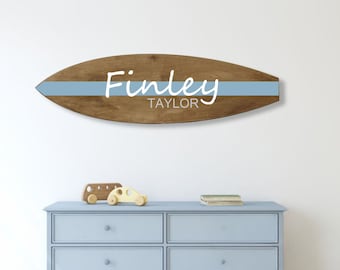 Wood Name Sign Surfboard  Wall Art Above Crib Sign Nursery Decor Surf Baby Shower Gift Ocean Themed Nursery Boy