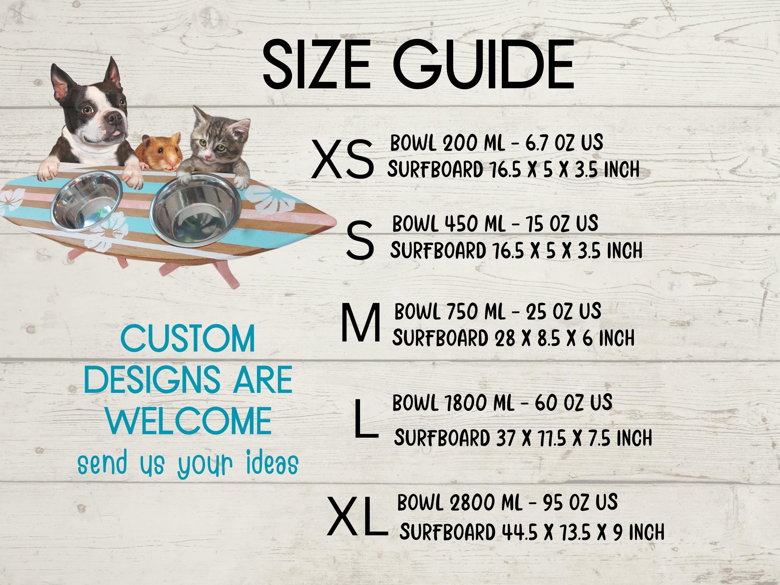 サーフィン・ボディボード Pet food stand   Ocean art Surfboard Dog Bowl Holder 3 Bowls Feeding Stand for Cat Dog