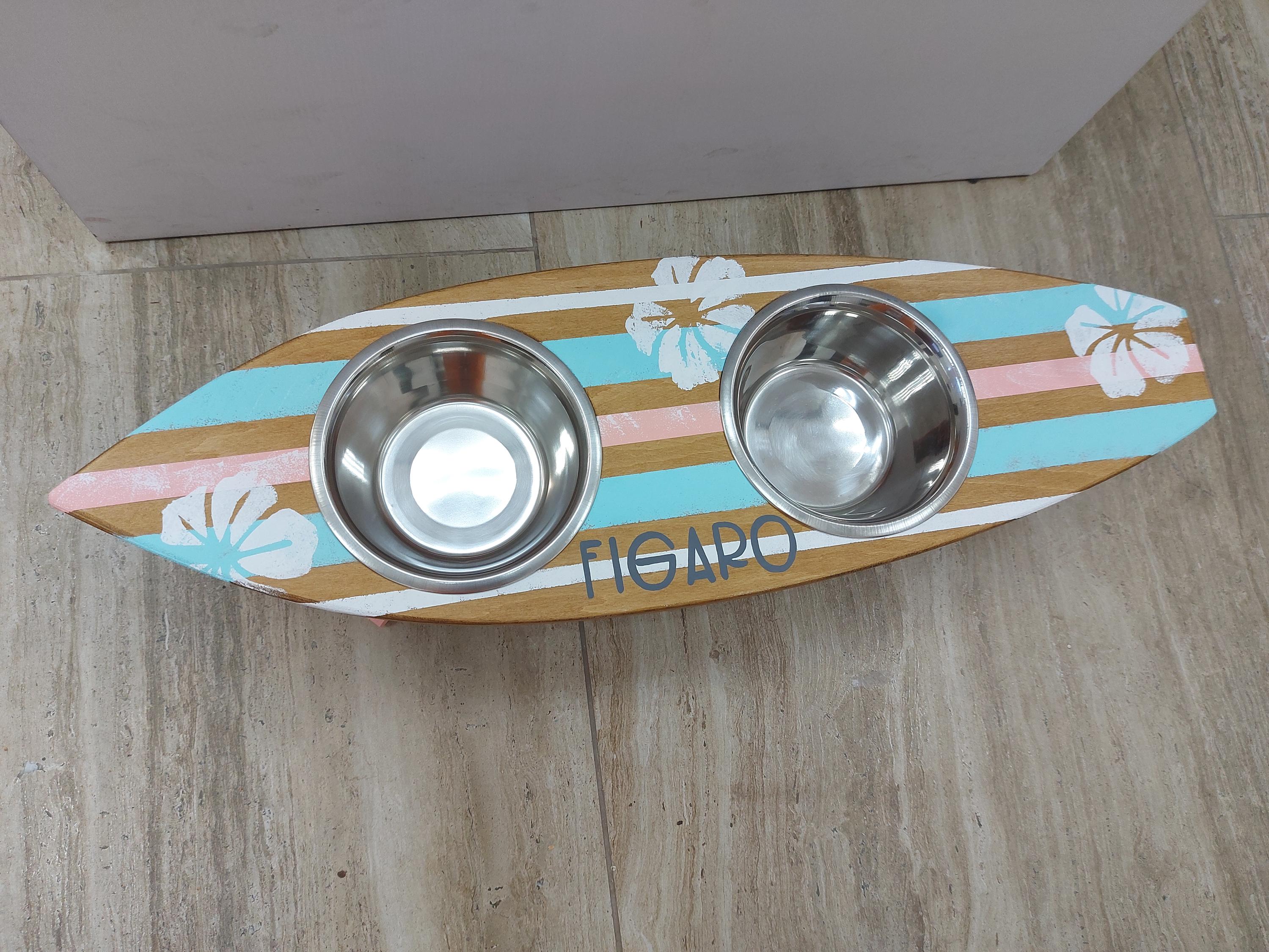 Surfboard Dog Bowl Stand – Elevated Coastal Pet Feeder - Etsy