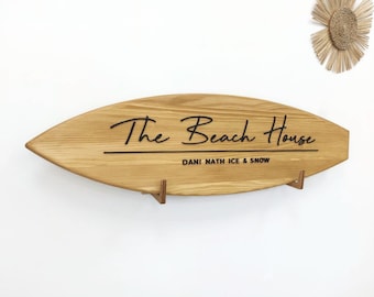3D Wooden Beach House Sign Surfboard Wall Art Decor New Home Gift Personalized Family Sign