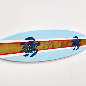 Surfboard wall art decor with sea turtles Surf sign Hawaiian decor Custom design