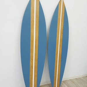 Decorative surfboard Blue beach room decor Wall art sign Wooden