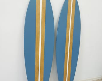 Decorative surfboard Blue beach room decor Wall art sign Wooden
