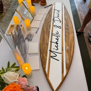 Surfboard Guest Book Wedding Sign Alternative Personalized Beach Decor for a Unique Big Day Family Name Sign Wood