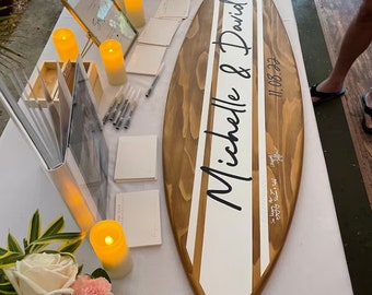 Surfboard Guest Book Wedding Sign Alternative Personalized Beach Decor for a Unique Big Day Family Name Sign Wood