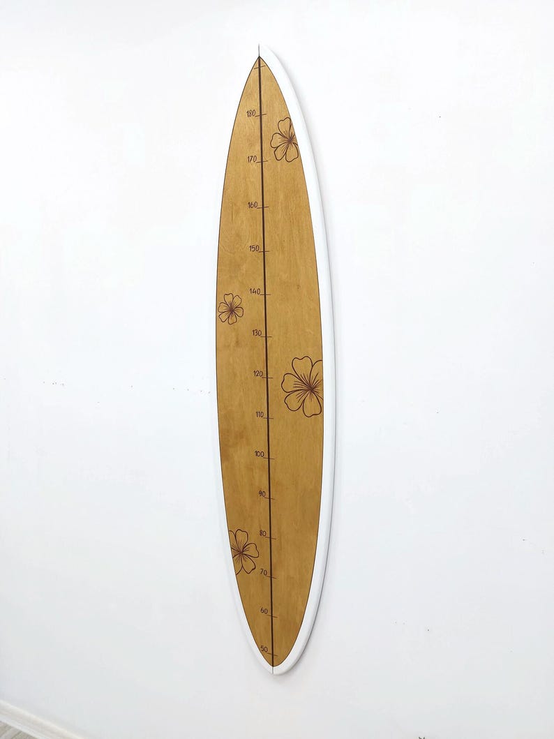Surf Boared Ruler Wooden Surfboard Height Chart - Kids Growth Ruler - Coastal Wall Decor ...