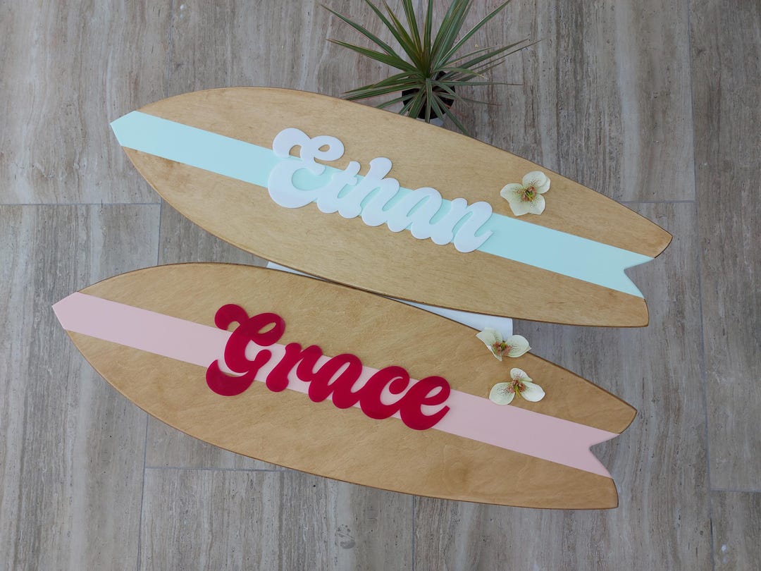Personalized Surfboard Name Sign – Custom Kids Room Decor – Beach ...