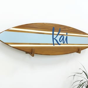 Decorative Surfboard Name Sign - Personalized Coastal Wood Wall Art for Nursery - Nautical Surf decor