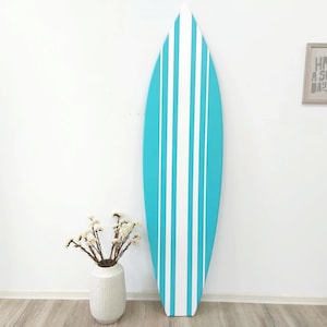 Turquoise surfboard Wall Art Decor Surf themed interior design Custom colors Beach Coastal decor Decorative surf board