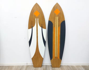 Houten surfplank muurkunst – Boho kustdecoratie