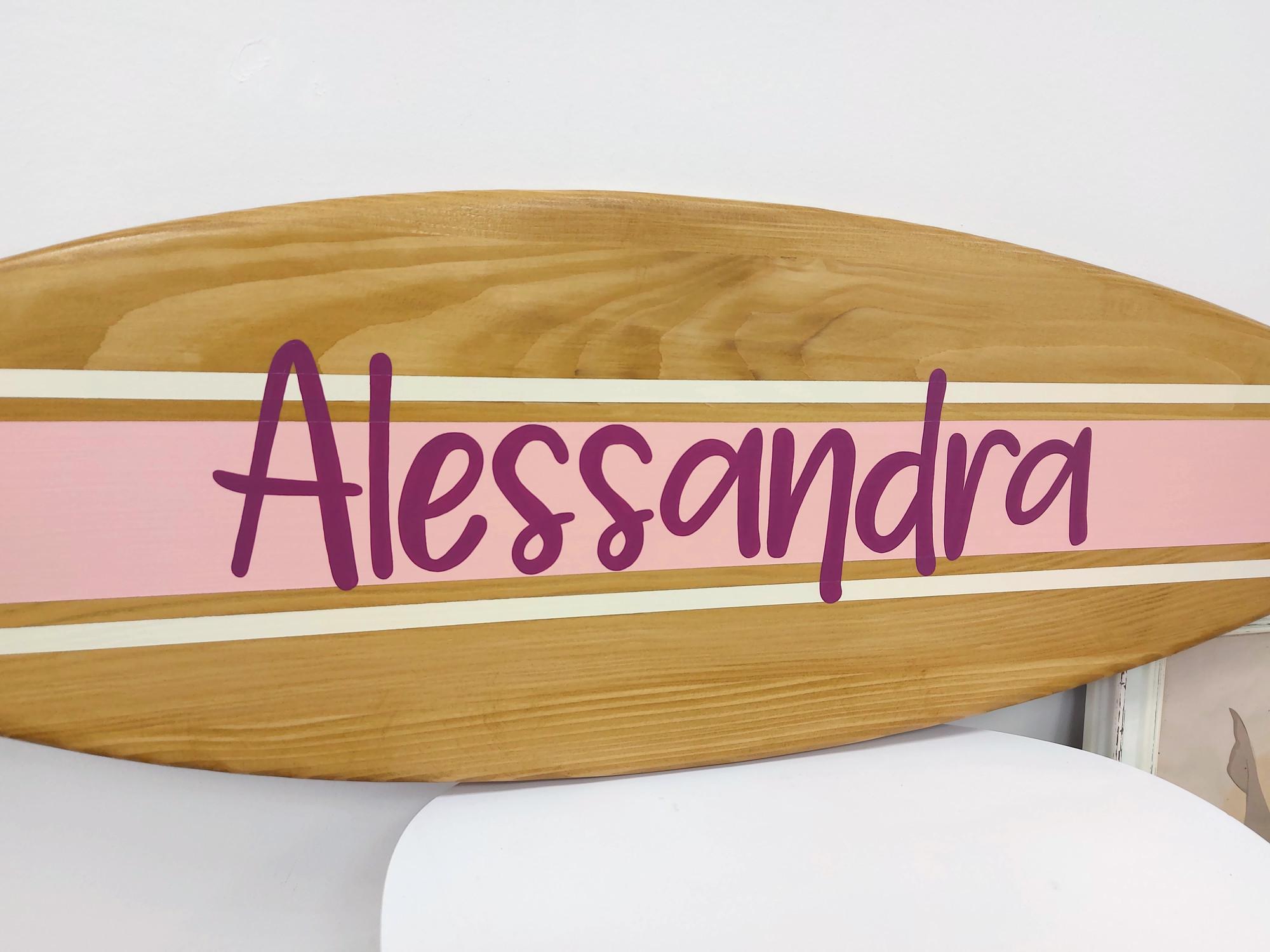 Decorative Surfboard Baby Name Sign Coastal Nursery Wall Art Natural ...