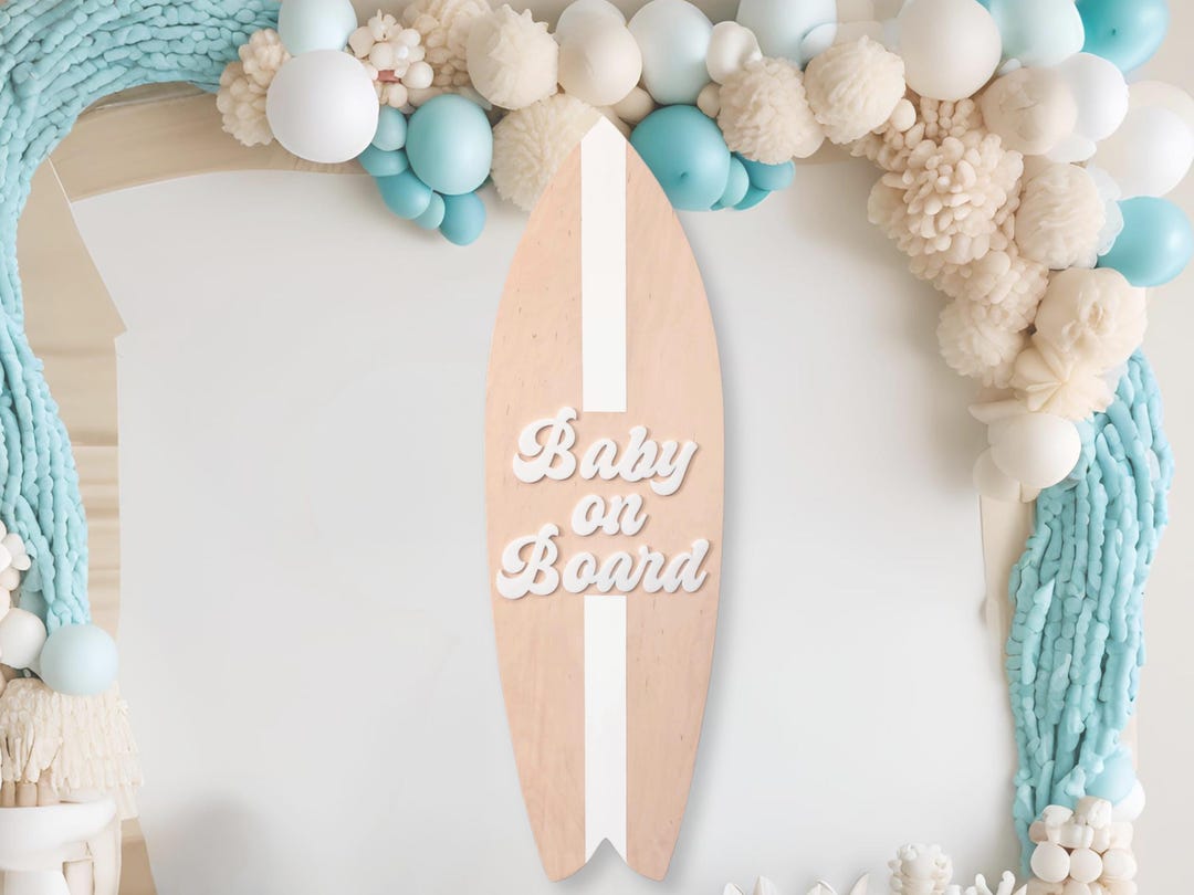 Baby on Board Surfboard Sign - Beach Baby Shower Decor - Coastal ...