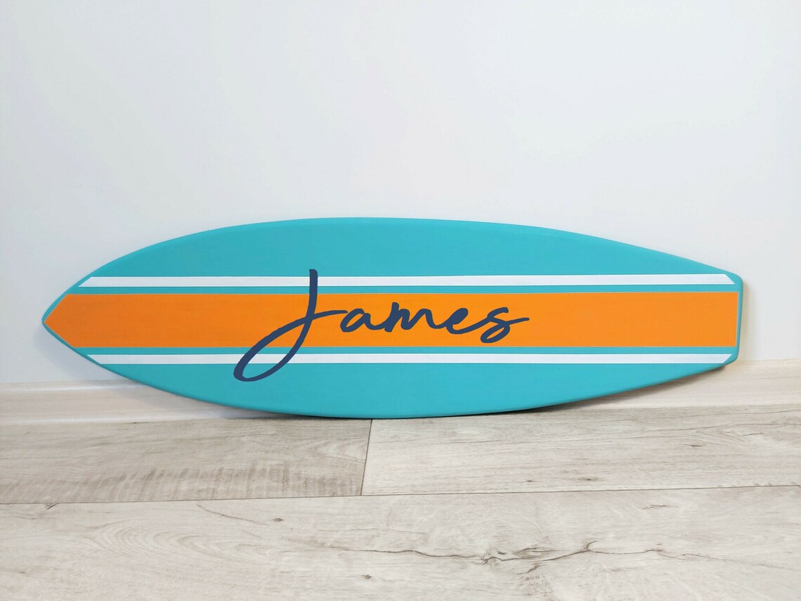 Surfboard wall sign Surf decor Personalized name Etsy