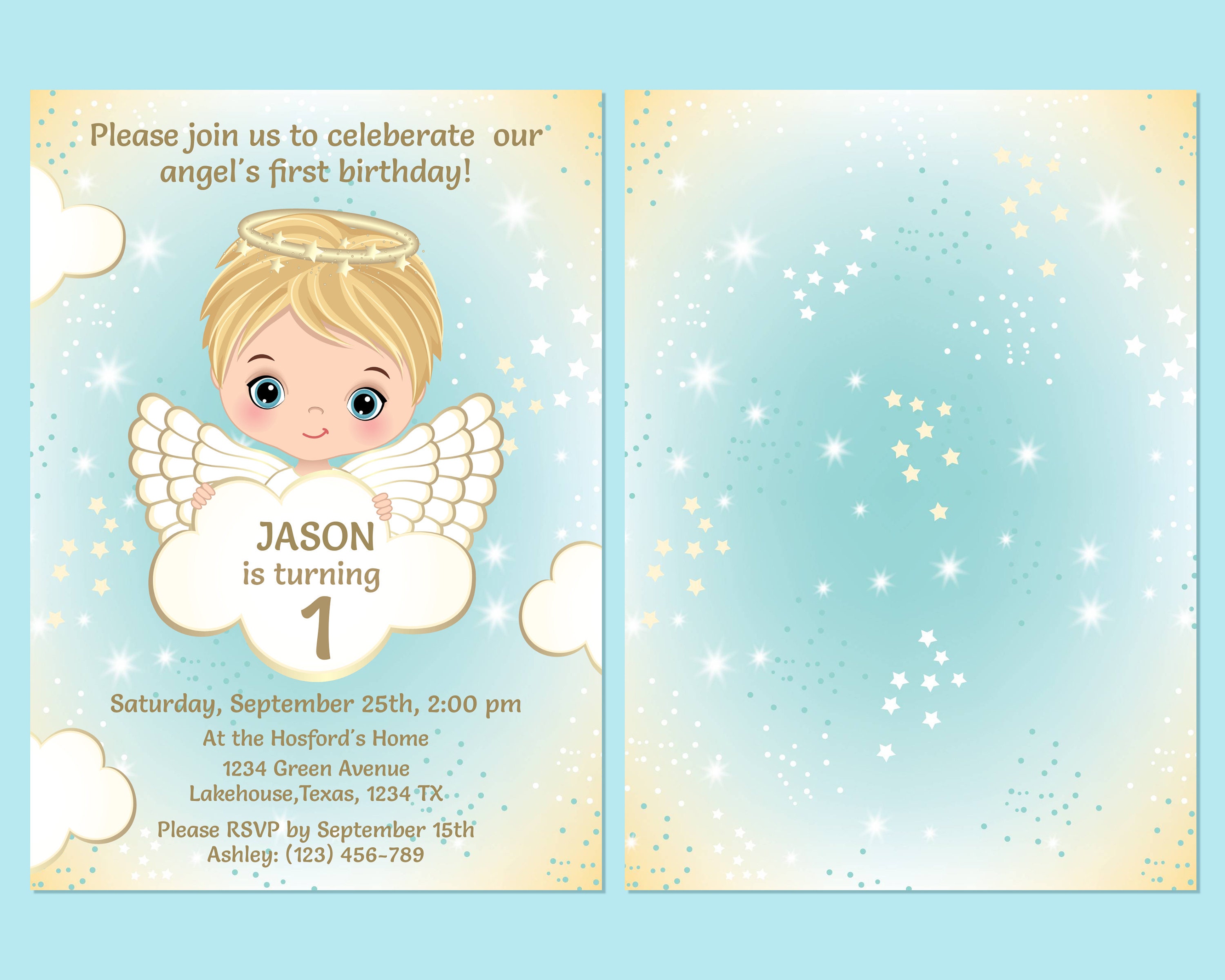 Little Angel Birthday Invitation Template Printable - Etsy