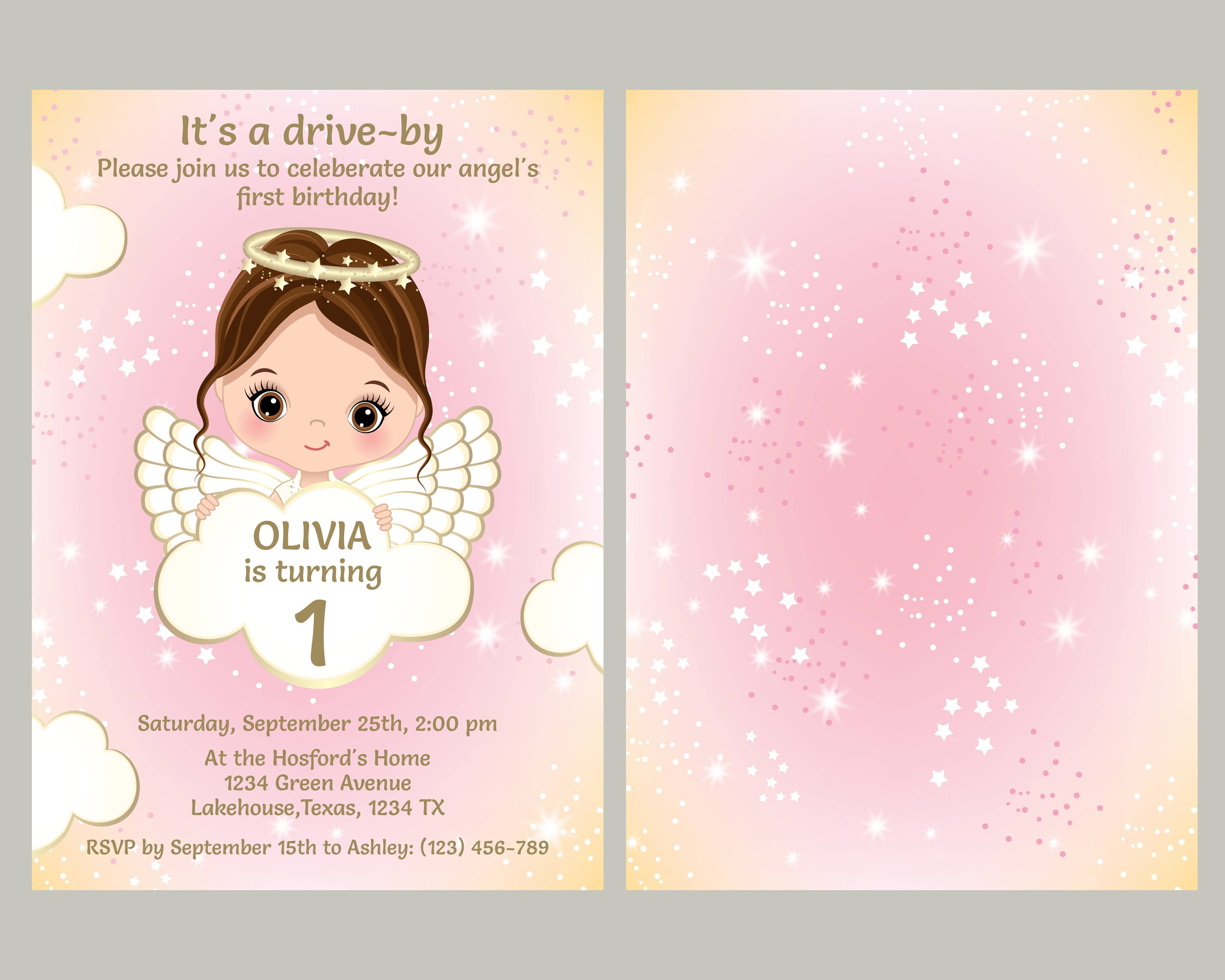 Little Angel Birthday Invitation Template, Printable Invitation for ...