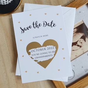 Scratch card save the date baby/pregnancy announcement surprise