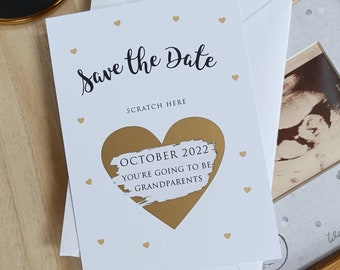 Scratch card save the date baby/pregnancy announcement surprise