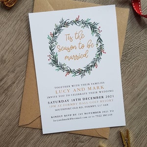 Personalised Christmas Wedding Invites Save the Dates