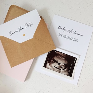 Baby Save the Date surprise Pregnancy Announcement Card. Baby announcement, pregnancy reveal.