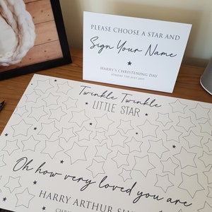 Personalised Christening Baptism Naming day Sign a Star Guestbook Print