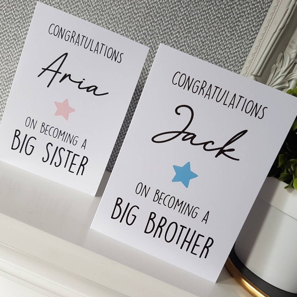 Personalised Congratulations on becoming a Big Brother or Big Sister card