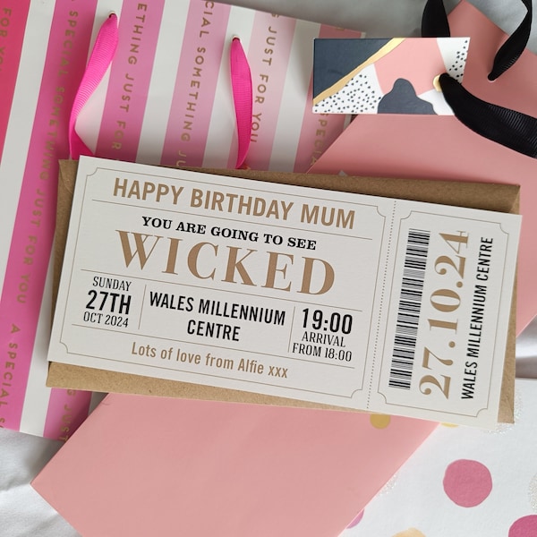 Personalised Birthday Theatre/Show Ticket (ANY TEXT any occasion)