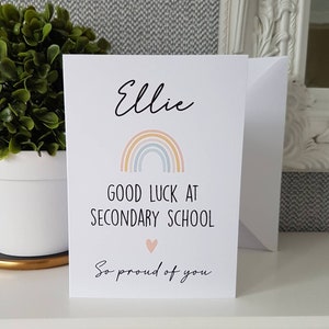 Personalised Good Luck at Secondary School Rainbow Card