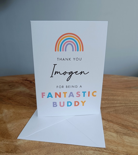 Personalised Thank You for Being a Fantastic Buddy Rainbow Card