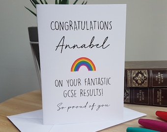 Personalised GCSE Exam Results Congratulations Rainbow Card