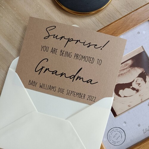 Surprise Pregnancy Announcement Card. Promoted to Grandma Etsy
