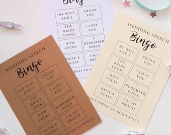 Wedding Speech Bingo Cards (pack of 5)
