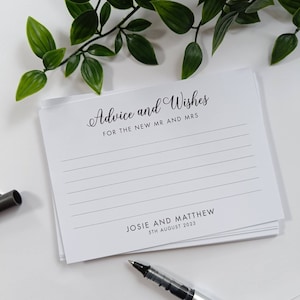Personalised Wedding Advice Cards A6 (Pack of 10) Advice and wishes for the new Mr and Mrs Guestbook idea