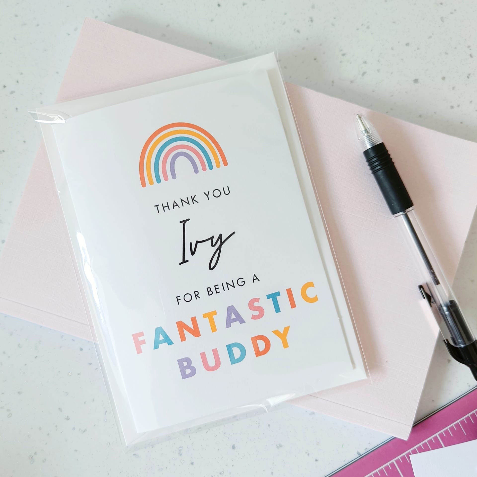 Personalised Thank You for Being a Fantastic Buddy Rainbow Card