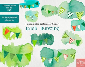 Watercolor clipart St Patricks, Commercial use PNG Day Irish Clipart Handpainted watercolor clipart LittleAcornGraphics on Etsy cardmaking