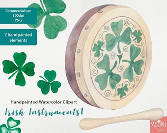 Watercolor Clipart St Patricks Commercial UseDay Handpainted Watercolor Clipart by LittleAcornGraphics on Etsy, PNG, EPS, JPEG, Vector Vers.