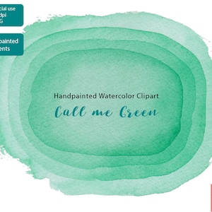 Handpainted Watercolor Clipart Commercial use PNG, green watercolor background texture, watercolor frame, LittleAcornGraphics on Etsy