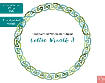 Watercolor Clipart, Celtic Wreath 3, handpainted watercolor clipart Png commercial use scrapbooking, planner,cardmaking, LittleAcornGraphics