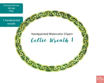 Watercolor Clipart,Celtic Wreath 1 handpainted watercolor clipart Png, commercial use, scrapbooking, planner,cardmaking, LittleAcornGraphics