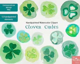 Watercolor clipart St Patricks Day,  Commercial use, Irish Clip Art handpainted watercolor clipart, carding supplies, LittleAcornGraphics