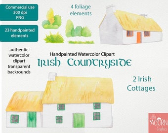 Watercolor clipart St Patricks, Commercial use PNG Day Irish Clip Art Handpainted watercolor clipart LittleAcornGraphics cardmaking poster