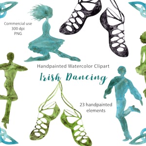 Irish Dancing Watercolor Clipart, handpainted watercolor clipart Png, commercial use, scrapbooking, planner,cardmaking, LittleAcornGraphics