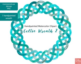 Watercolor Clipart, Celtic Wreath 2 handpainted watercolor clipart Png commercial use, scrapbooking, planner,cardmaking, LittleAcornGraphics