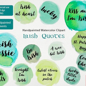 Watercolor clipart St Patricks day, Commercial use clipart, handpainted Irish clip art, card making supplies by  LittleAcornGraphics