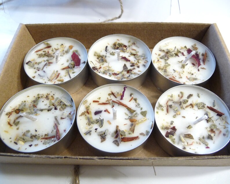 Sandalwood Earth Tea Light Soy Candle 6-pack for Energy Healing Spirituality and Meditation