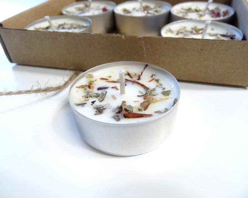 Sandalwood Earth Tea Light Soy Candle 6-pack for Energy Healing Spirituality and Meditation