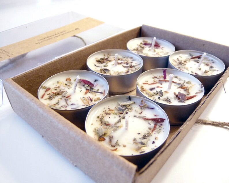 Sandalwood Earth Tea Light Soy Candle 6-pack for Energy Healing Spirituality and Meditation