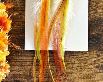 Bridal Emu Feather Earrings, Viking Earrings, Nordic, Celtic, One of a Kind, Bohemian Rare, Bridemaid, Wedding Earrings.